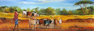 動物 Painting - ドライ・リバーの雄牛たち